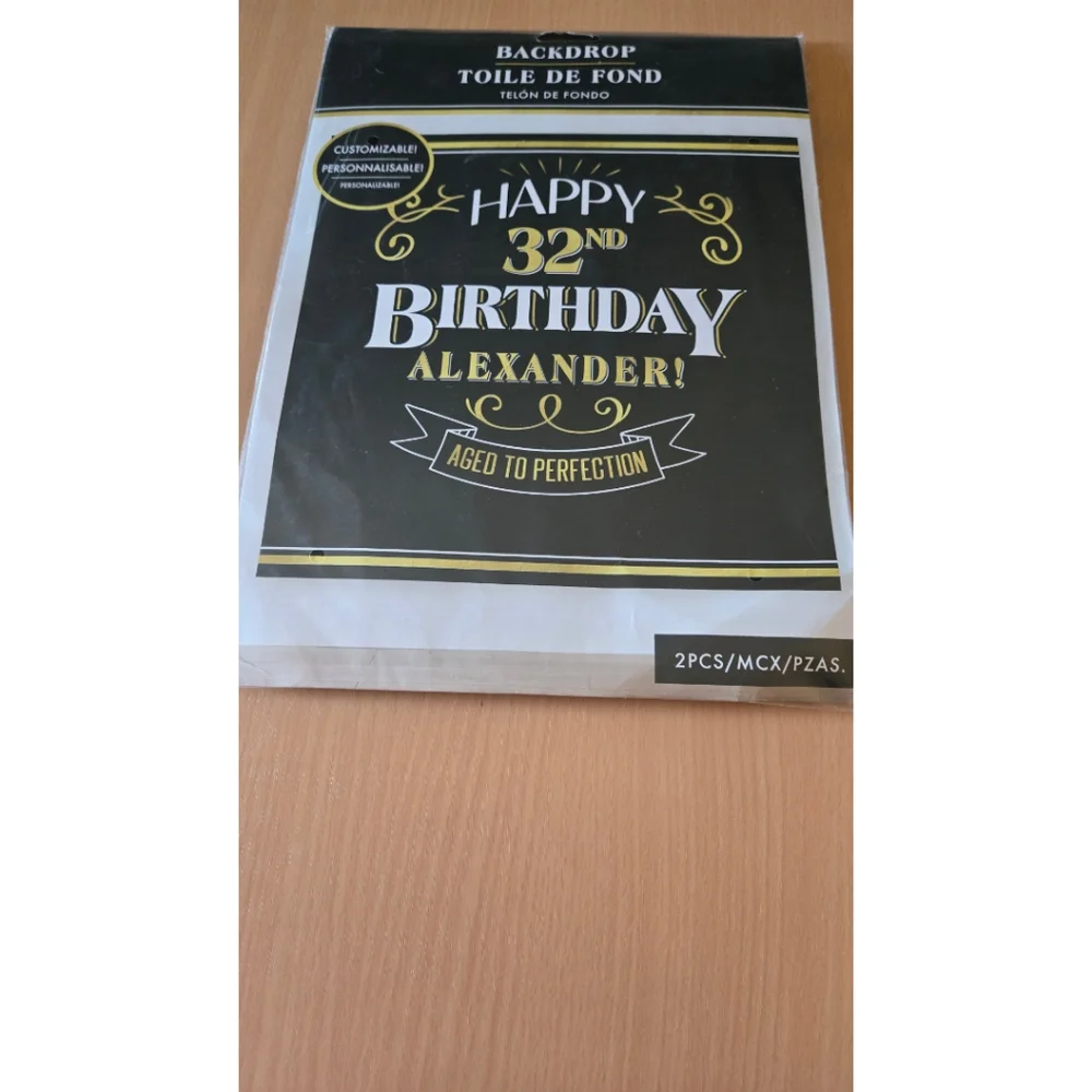 Customizable Birthday Backdrop - Black and Gold